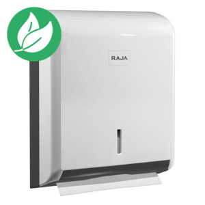 RAJA Distributeur d'essuie-mains capacité 400 à 600 feuilles en ABS avec fermeture à clé  - Blanc