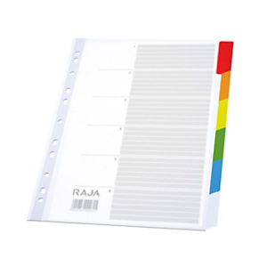 RAJA Divisorio neutro A4+, 6 tasti, Polipropilene, Copertina indice e scomparti in colori assortiti RAJA Divisorio neutro A4+, 6 tasti, Polipropilene, Copertina indice e scomparti in colori assortiti