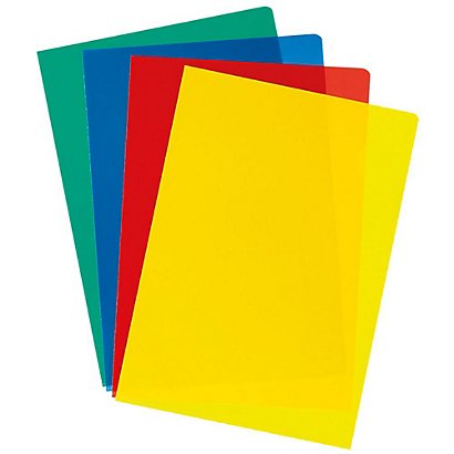 RAJA Dossieres uñeros A4, polipropileno de 100 micras, textura de piel de naranja, colores variados: Azul, verde, rojo y amarillo