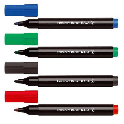 RAJA DuraMark Marcador permanente, punta ojival, 1,5-3 mm, azul, rojo, negro, verde - 1
