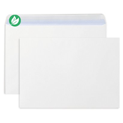 RAJA Enveloppe blanche C4 229 x 324 mm 90g sans fenêtre  -  autocollante bande protectrice - Lot de 250
