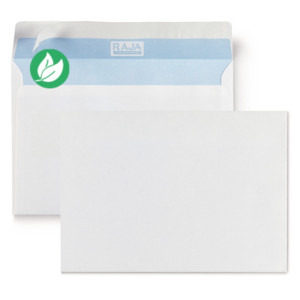RAJA Enveloppe blanche C5 162 x 229 mm 80g sans fenêtre - autocollante bande protectrice - Lot de 500