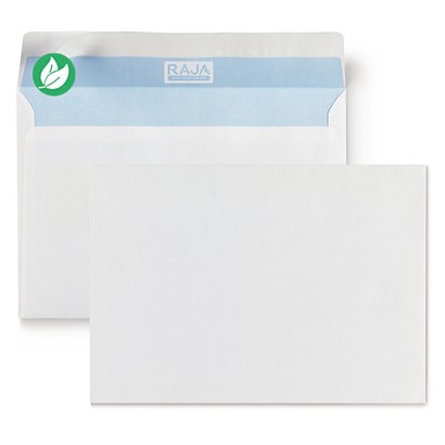 RAJA Enveloppe blanche C5 162 x 229 mm 80g sans fenêtre - autocollante bande protectrice - Lot de 500