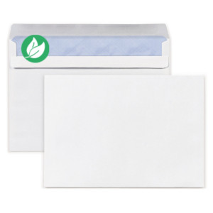 RAJA Enveloppe blanche C5 162 x 229 mm 80g sans fenêtre - autocollante - Lot de 500