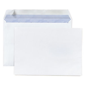 RAJA Enveloppe blanche C5 162 x 229 mm 80g sans fenêtre fermeture bande auto-adhésive - Boîte de 500
