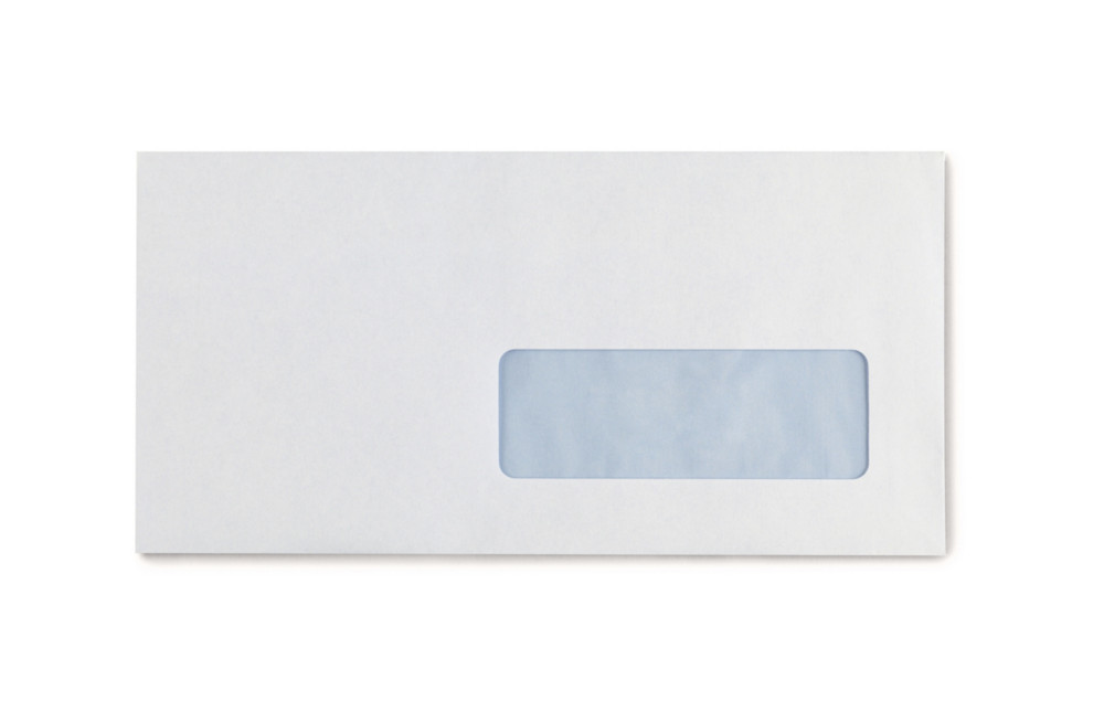 RAJA Enveloppe blanche DL 110 x 220 mm 80g fenêtre 35 x 100 mm - autocollante bande protectrice - Lot de 500