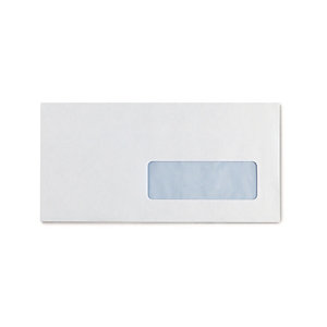 RAJA Enveloppe blanche DL 110 x 220 mm 80g fenêtre 35 x 100 mm - autocollante bande protectrice - Lo
