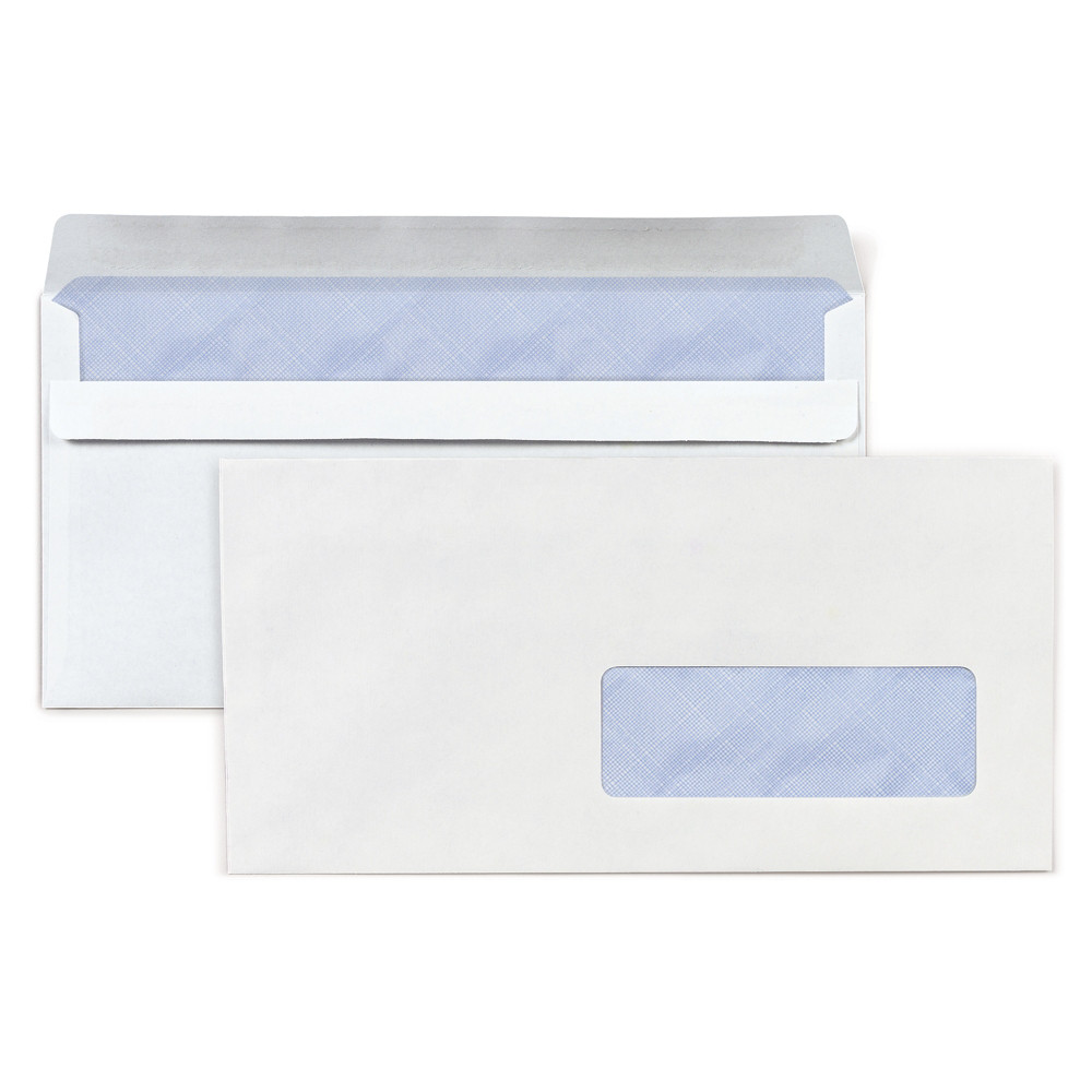 RAJA Enveloppe blanche DL 110 x 220 mm 80g fenêtre 35 x 100 mm - autocollante - Lot de 500