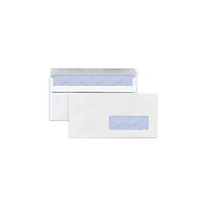 RAJA Enveloppe blanche DL 110 x 220 mm 80g fenêtre 45 x 100 mm - autocollante - Lot de 500