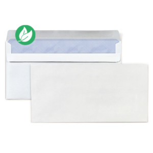 RAJA Enveloppe blanche DL 110 x 220 mm 80g sans fenêtre - autocollante - Lot de 500