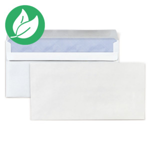 RAJA Enveloppe blanche DL 110 x 220 mm 80g sans fenêtre  - fermeture autocollante - Lot de 500