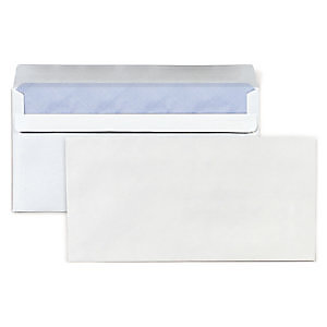 RAJA Enveloppe blanche DL 110 x 220 mm 80g sans fenêtre  -fermeture autocollante (lot de 500)