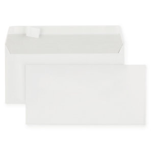 RAJA Enveloppe blanche DL 110 x 220 mm recyclée 80g sans fenêtre fermeture bande auto-adhésive - Boîte de 500