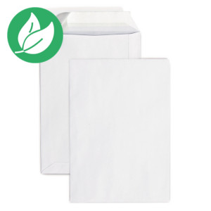 RAJA Enveloppe blanche format C4 - 229 x 324 mm 90g sans fenêtre - bande autoadhésive - Lot de 250