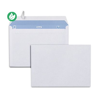 RAJA Enveloppe blanche Premium C5 162 x 229 mm 90g sans fenêtre - autocollante bande protectrice - Lot de 500