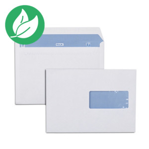 RAJA Enveloppe blanche Premium C5 162 x 229 mm 90g avec fenêtre fermeture bande auto-adhésive - Boîte de 500