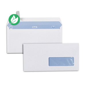 RAJA Enveloppe blanche Premium DL 110 x 220 mm 90g fenêtre 35 x 100 mm - autocollante bande protectrice - Lot de 500 RAJA Enveloppe blanche Premium DL 110 x 220 mm 90g fenêtre 35 x 100 mm - autocollante bande protectrice - Lot de 500
