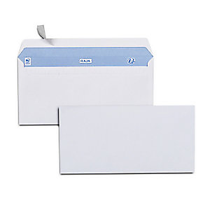 RAJA Enveloppe blanche Premium DL 110 x 220 mm100g sans fenêtre fermeture bande auto-adhésive - Boîte de 500 RAJA Enveloppe blanche Premium DL 110 x 220 mm100g sans fenêtre fermeture bande auto-adhésive - Boîte de 500