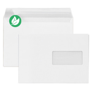 RAJA Enveloppe blanche recyclée C5 162 x 229 mm 80g fenêtre 45 x 100 mm - autocollante bande protectrice - Lot de 500 RAJA Enveloppe blanche recyclée C5 162 x 229 mm 80g fenêtre 45 x 100 mm - autocollante bande protectrice - Lot de 500