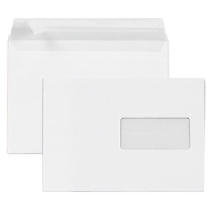 RAJA Enveloppe blanche recyclée C5 162 x 229 mm80g avec fenêtre fermeture bande auto-adhésive - Boîte de 500