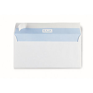 RAJA Enveloppe extra-blanche format DL 110 x 220 mm 80g avec fenêtre 35 x 100 mm - Bande autoadhésive (lot de 500)
