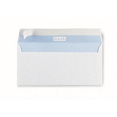 RAJA Enveloppe extra-blanche format DL 110 x 220 mm 80g avec fenêtre 35 x 100 mm - Bande autoadhésive (lot de 500)