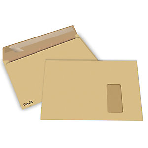 RAJA Enveloppe kraft blond Premium C4 229 x 324 mm 90g avec fenêtre ouverture grand côté fermeture bande auto-adhésive - Boîte de 250 RAJA Enveloppe kraft blond Premium C4 229 x 324 mm 90g avec fenêtre ouverture grand côté fermeture bande auto-adhésive - Boîte de 250