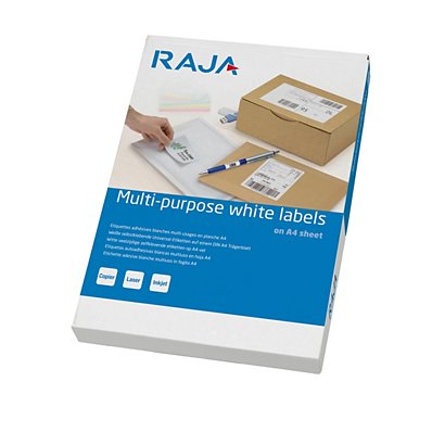 RAJA Etichette multiuso, A4 (210 x 297 mm), 1 etichetta per foglio, Bianco (confezione 100 fogli)