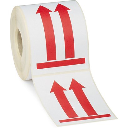 RAJA Etiquetas para señalización de envíos, Flecha roja, 90 x 130 mm, Rollo 500 unid - 1