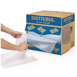 RAJA Film plástico de burbujas, 50 cm x 50 m (ancho x largo) precortado, en caja distribuidora RAJA Film plástico de burbujas, 50 cm x 50 m (ancho x largo) precortado, en caja distribuidora