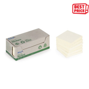RAJA Foglietti adesivi riposizionabili in carta riciclata, 76 x 76 mm, Blocchetti da 100 foglietti, Giallo (confezione 12 pezzi) RAJA Foglietti adesivi riposizionabili in carta riciclata, 76 x 76 mm, Blocchetti da 100 foglietti, Giallo (confezione 12 pezzi)