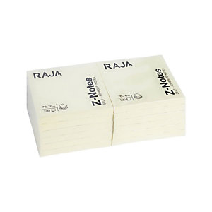 RAJA Foglietti adesivi riposizionabili Z-Notes, 76 x 76 mm, Blocchetti da 100 foglietti, Giallo (confezione 12 pezzi)