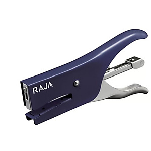RAJA Grapadora de tenaza, 10 hojas, carga trasera con empujador de resorte extraíble, para grapa 6/4, metal, azul RAJA Grapadora de tenaza, 10 hojas, carga trasera con empujador de resorte extraíble, para grapa 6/4, metal, azul