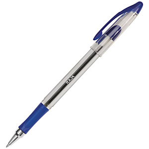 RAJA Grip Stic - Stylo bille à capuchon pointe moyenne 07 mm - Bleu