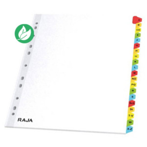 RAJA Intercalaires alphabétiques A4+ en bristol 170g blanc - 20 divisions couleur