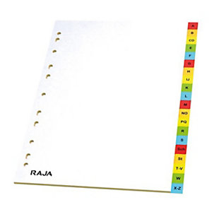 RAJA Intercalaires alphabétiques A4 en polypropylène blanc - 20 divisions couleur