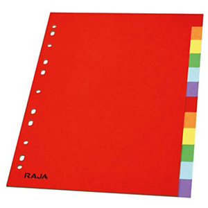 RAJA Intercalaires neutres A4 en carte standard 160g couleur - 12 onglets