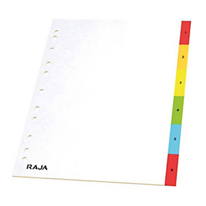 RAJA Intercalaires numériques A4 en polypropylène blanc - 6 divisions couleur