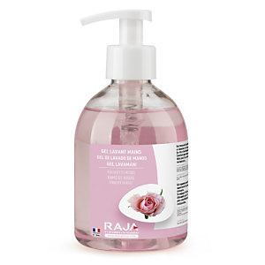 RAJA Jabón de manos en crema nutritivo con aroma a rosas, 300 ml, botella con dosificador