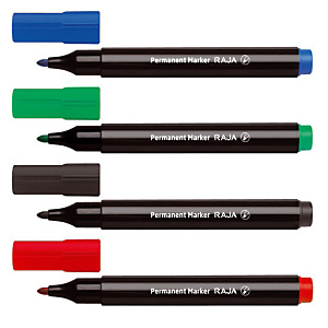 RAJA Marcatore permanente, Punta tonda, 1,5 - 3 mm, Assortiti (confezione 4 pezzi) RAJA Marcatore permanente, Punta tonda, 1,5 - 3 mm, Assortiti (confezione 4 pezzi)