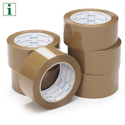 RAJA mini pack of low noise polypropylene packaging tape, brown, pack of 6
 - 1