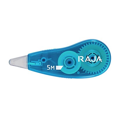 RAJA Mini roller de correction à sec- 5 mm x 5 m - Corps bleu translucide