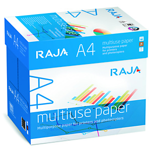 RAJA Multiuse Papel Multifunción para Faxes, Fotocopiadoras, Impresoras Láser e Impresoras de Inyección de Tinta Blanco A4 80 g/m² RAJA Multiuse Papel Multifunción para Faxes, Fotocopiadoras, Impresoras Láser e Impresoras de Inyección de Tinta Blanco A4 80 g/m²