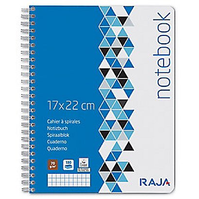 RAJA Notebook - Cahier à spirales 180 pages 17 x 22 cm 70 g/m²- Petits carreaux 5x5 mm (lot de 5)
