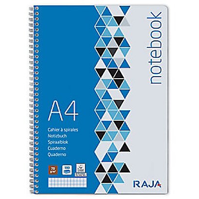 RAJA Notebook - Cahier à spirales 180 pages A4 70 g/m²- Petits carreaux 5x5  mm (lot de 5) - Cahiers