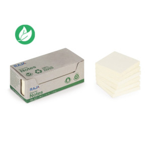 RAJA Notes repositionnables 100% recyclées 76 x 76 mm - Jaune Pastel - Lot 12 blocs de 100 feuilles RAJA Notes repositionnables 100% recyclées 76 x 76 mm - Jaune Pastel - Lot 12 blocs de 100 feuilles