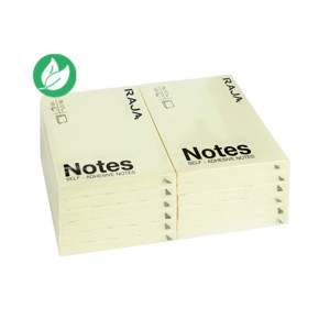 RAJA Notes repositionnables 51 x 76 mm - Jaune Pastel - Lot 12 blocs de 100 feuilles