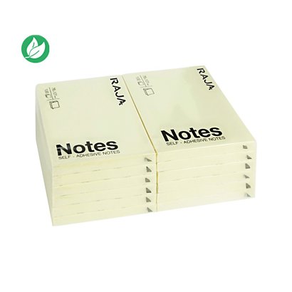 RAJA Notes repositionnables 51 x 76 mm - Jaune Pastel - Lot 12 blocs de 100 feuilles
