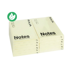 RAJA Notes repositionnables 76 x 101 mm - Jaune Pastel - Lot 12 blocs de 100 feuilles