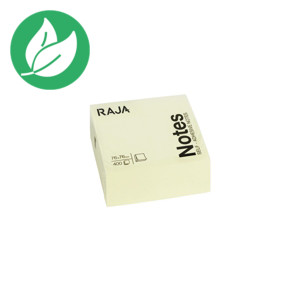 RAJA Notes repositionnables 76 x 76 mm - Jaune Pastel - Bloc de 400 feuilles